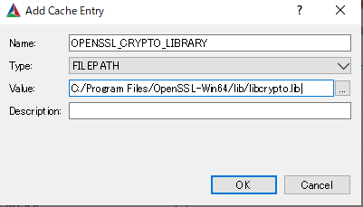 OPENSSL_CRYPTO_LIBRARY の追加